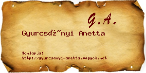 Gyurcsányi Anetta névjegykártya