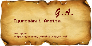 Gyurcsányi Anetta névjegykártya